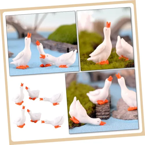 Vista 7 de Amosfun 6 piezas de resina pequeño adorno en forma de paisaje pequeño plantador mini DIY musgo ganso para jardines figura decoración micro estatua