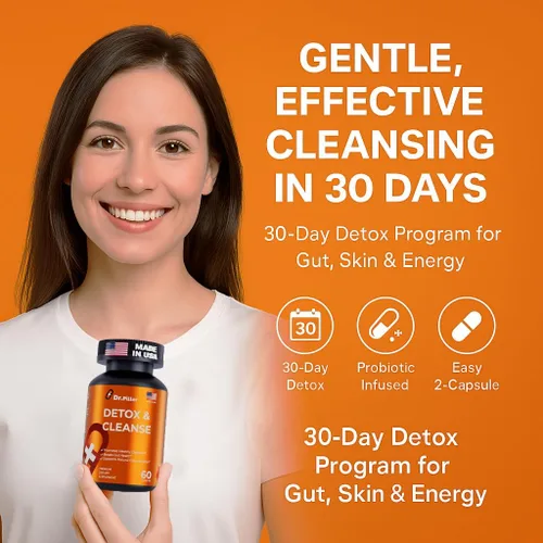 Vista 2 de Detox Cleanse - Desintoxicación para mujeres y hombres Apoyo herbario para el colon y el hígado con Senna, cáscara de psyllium y probióticos