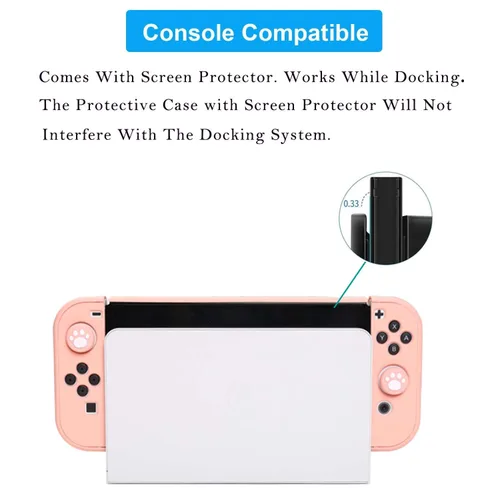 Vista 3 de COMCOOL Dockable Case for Nintendo Switch Oled - 9 FT Military Grade Drop Protection with Tempered Glass Screen Protector and Thumb Grips for Girls