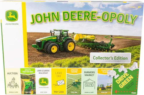 Vista 4 de TOMY John Deere-opoly - Juego de mesa para niños, juegos de agricultura cooperativa para niños, juegos de mesa clásicos para la noche
