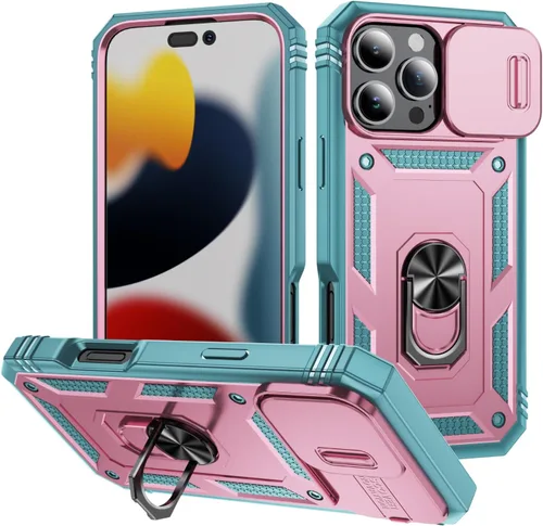 Vista 31 de Funda para iPhone 11, soporte giratorio y cubierta deslizante Verde Rosa