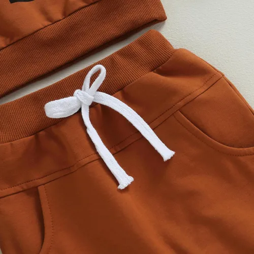 Vista 5 de Hoanselay Conjunto de sudadera de manga larga con capucha y pantalones de otoño e invierno para bebé niño