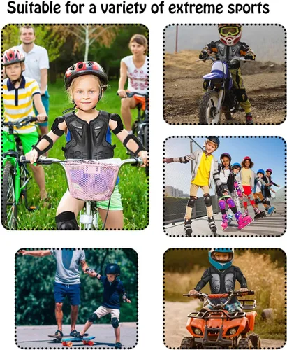 Vista 6 de Reomoto Protector de cuerpo completo para niños, equipo de motocross, para motocicleta, ciclismo, esquí, motocicleta, equitación, chaleco