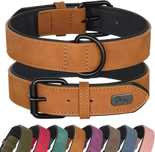 Vista 18 de Didog Collar de Perro de Cuero PU Suave Acolchado, Transpirable y Ajustable Collares para Perros Pequeños, Cómodo para Caminata Diaria, Azul, M