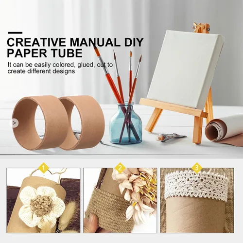 Vista 3 de Tubo de cartón marrón, 20 unidades, tubos de papel kraft para manualidades, rollos de cartón de extremo abierto, suministros de pintura para niños