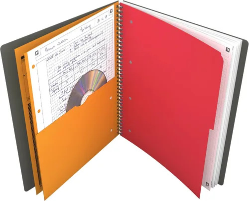 Vista 5 de OXFORD 100104329 Activebook International A4 + a cuadros con índice indexable y bolsillo para documentos, bloque de cuaderno en espiral gris, una