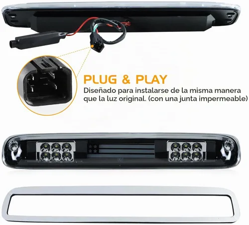 Vista 6 de Kit de luz trasera + tercera luz de freno para Chevy Silverado 1500 2500 HD 1999-2002, para GMC Sierra 1500 2500 HD Fleetside 1999-2003, luces Lente