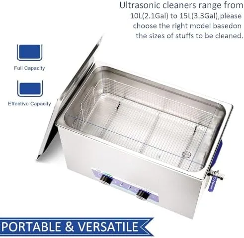Vista 5 de Professional 10L Ultrasonic Cleaner with Timer and Heater, Heavy-Duty Stainless Steel Cleaning Machine for Jewelry and Metal Parts, Home and