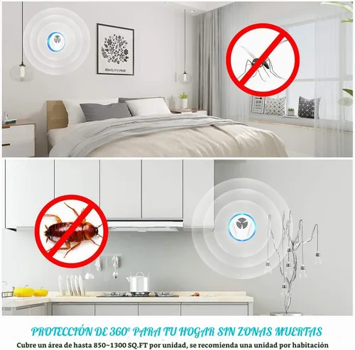 Vista 5 de Repelente de Plagas Ultrasónico de Control de Interiores Enchufable para Control de Roedores, Repelente de Mosquitos, Asesino de Cucarachas, Blanco