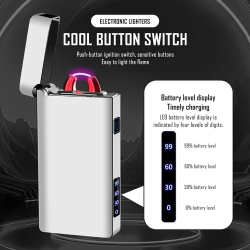 Vista 3 de SKRFIRE Encendedor eléctrico resistente al viento recargable – Diseño de arco de plasma, carga USB, linterna multimodo e indicador de batería