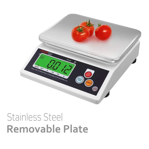 Vista 2 de VisionTechShop VK-2D - Báscula de cocina de alimentos de alta calidad de 0.00 oz, conmutable en libras/oz/kg/g, báscula de alimentos con placa