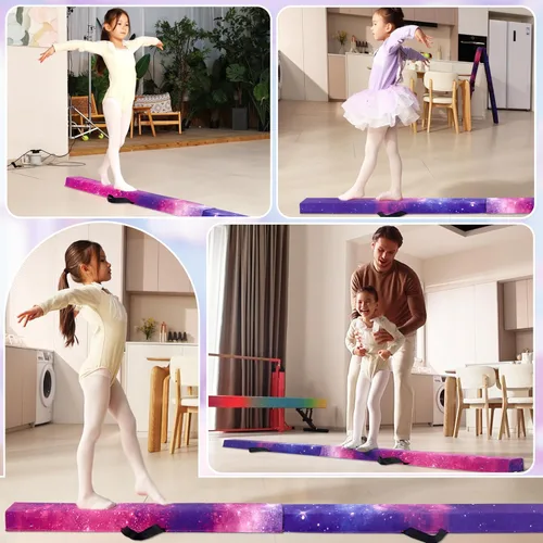 Vista 6 de Viga de equilibrio plegable de 6 pies/9 pies para niños de 3 a 15 años - Viga de suelo de gimnasia plegable, antideslizante, bolsa de transporte