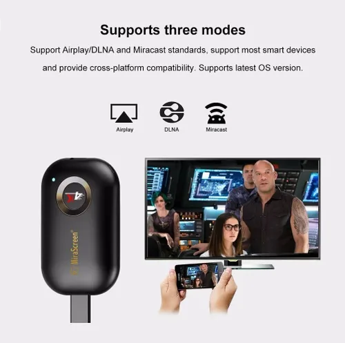 Vista 2 de SmartSee Receptor de pantalla inalámbrico HD 5G WiFi 4K 1080P Adaptador de espejo fundido para iPhone Mac iOS Android a TV proyector compatible