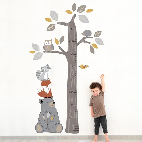 Vista 4 de Lambs & Ivy Calcomanías de pared para niños con diseño de árbol del bosque del bosque con animales