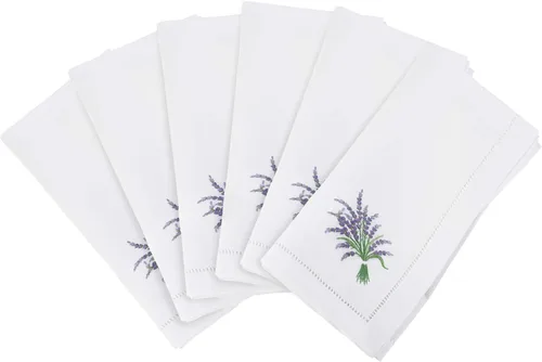 Vista 72 de Juego de 6 servilletas bordadas de magnolia hechas a mano con borde cosido