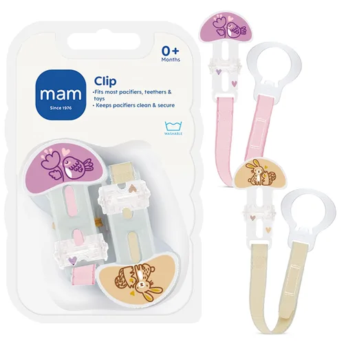 Vista 7 de MAM 2 clips para chupetes con sujetadores y anillos flexibles para niños, los diseños pueden variar