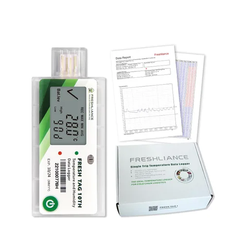 Vista 7 de Freshliance Registrador de datos de humedad de temperatura LCD, grabadora USB de humedad de temperatura de un solo uso con informe PDF o CSV, 65000