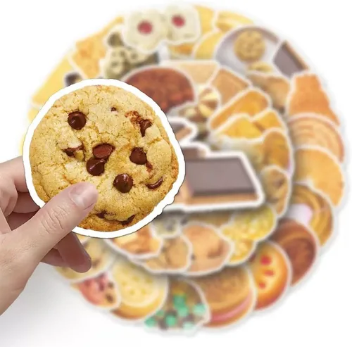 Vista 3 de Calcomanías de galletas 50 calcomanías de vinilo impermeables para botellas de agua, laptop, automóvil, equipaje, computadora, teléfono celular