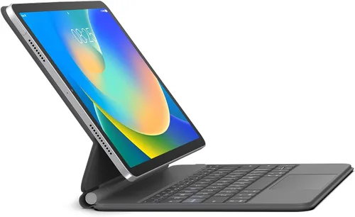 Vista 10 de runelk Funda con teclado para iPad de 10ª generación 2022 y 11ª (A16, 2025) – Teclado estilo mágico con panel multitáctil – Soporte de voladizo
