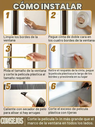 Vista 7 de Kit de aislamiento de ventana de 62×236 pulgadas para invierno - Endurecer plástico para 5 ventanas interiores para invierno, película retráctil