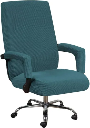Vista 17 de Fundas de elastano para silla de oficina, fundas elásticas para silla de oficina de computadora, fundas giratorias a cuadros con cremalleras