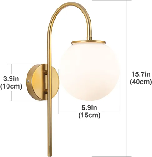 Vista 5 de Juego de 2 apliques de pared LED que funcionan con pilas, pantalla de cristal moderna con globo con control remoto, regulable, no cableado, fácil