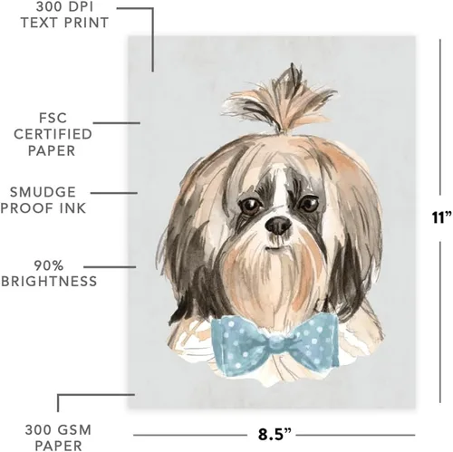 Vista 114 de Andaz Press Póster impreso para pared de perro, 8.5 x 11 pulgadas, Bulldog inglés con gafas negras, 1 paquete, regalo de cumpleaños de Navidad, sin