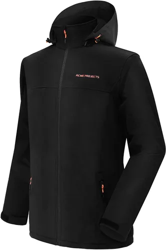 Vista 11 de Acmelogy Chaqueta Softshell con forro polar para hombre con capucha desmontable, impermeable, transpirable, 314.961 in5000gm, cremallera YKK
