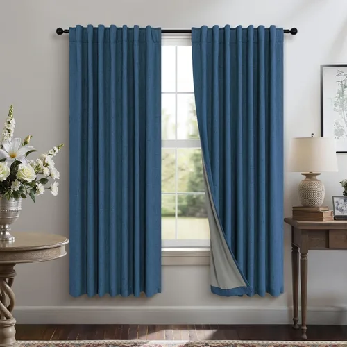 Vista 49 de Pitalk Cortinas cortas 100% opacas de lino para cafetería, 40 pulgadas de largo, 2 paneles, cortinas de puerta francesa para ventana, cortina