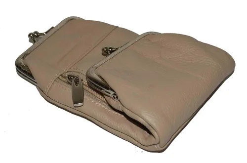 Vista 2 de Funda de cuero genuino para cigarrillos y mechero con cierre de torsión de Leatherboss (Beige)