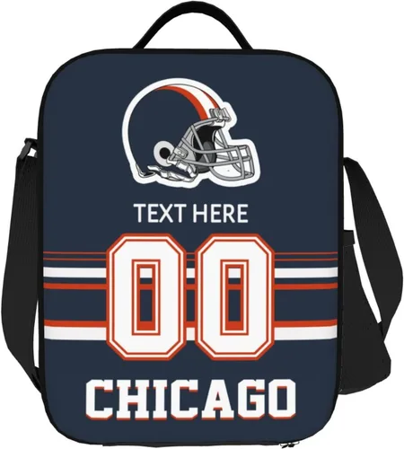 Vista 17 de Bolsa de almuerzo personalizada de Nueva Inglaterra, regalos para hombres, mujeres, fanáticos, con nombre y número personalizados, correas de hombro
