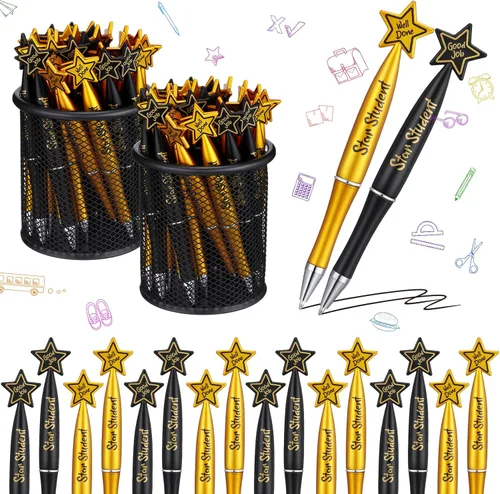 Vista 7 de Tenceur 64 bolígrafos de estrella para estudiantes, bolígrafos de recompensa, regalos de agradecimiento al profesor, bolígrafos inspiradores negros