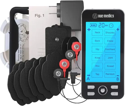 Vista 7 de Máquina de unidad TENS masajeadora de pulso para alivio del dolor, 24 modos de masaje, dispositivo estimulador muscular recargable con 10