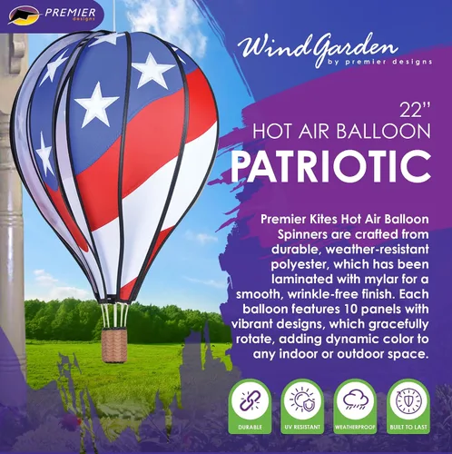 Vista 2 de Premier Kites Globo aerostático de 22.0 in, patriótico, pequeño