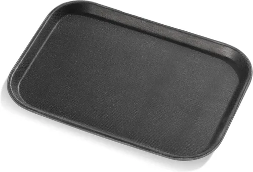 Vista 3 de New Star Foodservice 24852 Bandeja antideslizante de grado restaurante, plástico, forrada de goma, rectangular, 10 x 14 pulgadas, color negro
