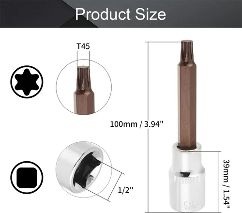 Vista 24 de Utoolmart 1/2" Drive x 0.551 in largo Hex Bit Socket, métrico, S2 y Cr-V acero 1pcs