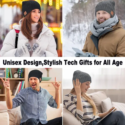 Vista 7 de Gorro Bluetooth sombrero de auriculares inalámbricos regalos tecnológicos únicos de Navidad para hombres mujeres él adultos adolescentes niñas niños