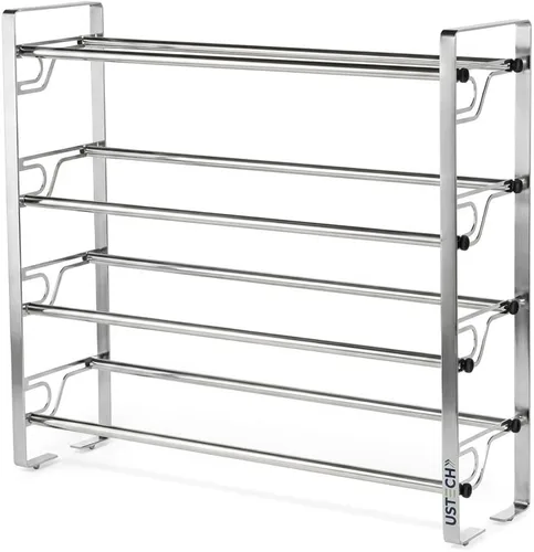 Vista 9 de USTECH Zapatero de 4 niveles patentado ajustable y expandible Estante de metal portátil para armario de entrada Estante de metal para zapatos