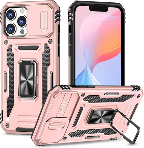 Vista 7 de Funda para iPhone 12 Pro Max con cubierta deslizante para cámara, con soporte para anillo de dedo, soporte magnético para automóvil, para iPhone 12