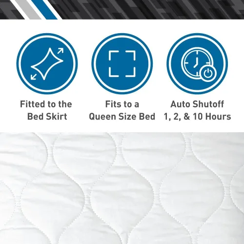 Vista 6 de BodyMed Protector de colchón térmico con falda, Queen, 60 x 80 pulgadas, cubrecolchón eléctrico ajustable con temperatura