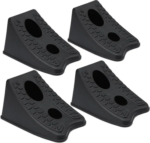 Vista 10 de TONDA Calzos de Rueda, Cuña de Rueda Resistente para Automóvil, Remolque de Viaje, RV - 8"×4.7"×4.7" - Paquete de 2, Negro