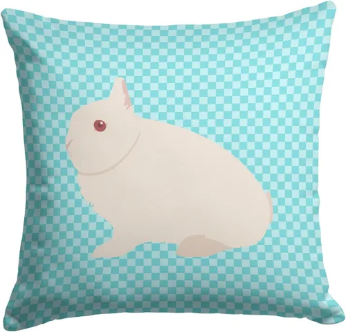 Vista 62 de Caroline's Treasures BB8163PW1414 Beltsville - Almohada decorativa de tela a cuadros pequeños, color blanco, pavo y gallina azul, lavable a máquina