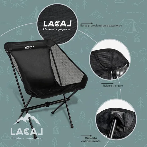 Vista 4 de G2 GO2GETHER Silla de camping plegable ultraligera, marco de aluminio, tela transpirable Surper, fácil de transportar, tamaño de almacenamiento Negro