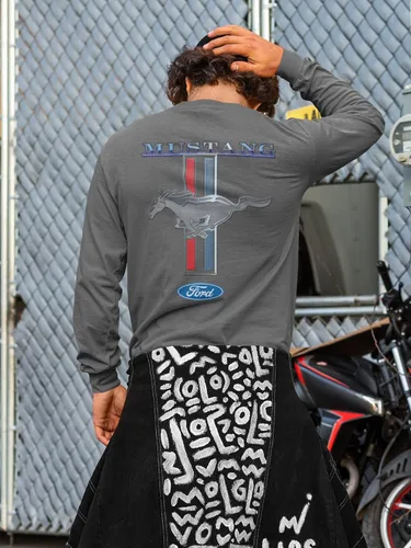 Vista 4 de Ford Mustang Pony Racing Stripe 5.0 Muscle Shelby - Camiseta de manga larga con estampado frontal y espalda