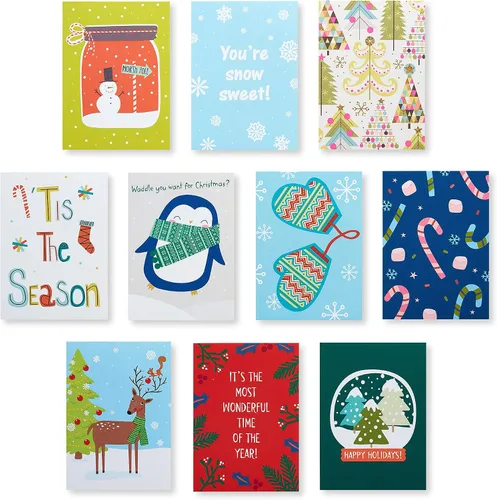 Vista 6 de American Greetings Mini tarjetas de Navidad para cajas de almuerzo para niños, alegría navideña (40 unidades)