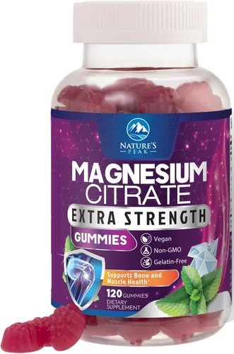 Vista 10 de Gomitas de citrato de magnesio – Gomitas de magnesio de alta absorción para adultos y niños – Suplemento de citrato mag, fórmula vegana mejorada
