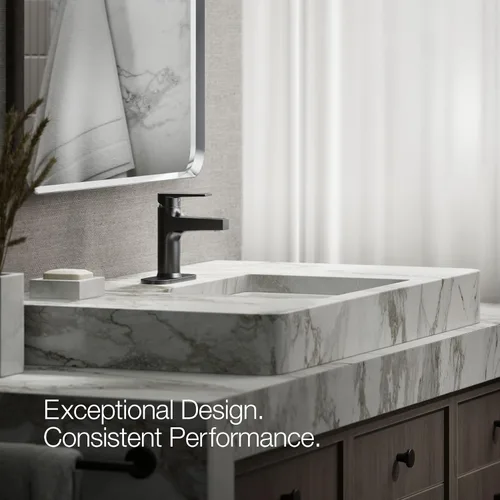 Vista 4 de Kohler 74021-4-BL Taut - Grifo de lavabo de baño con mango único, 1.2 gpm, negro mate