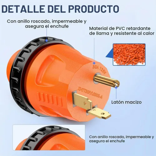 Vista 3 de Nilight Adaptador de Corriente RV de 30 A a 30A Conector de Bloqueo Giratorio Enchufe Macho TT-30P Receptáculo Hembra L5-30R para Generador Cámper