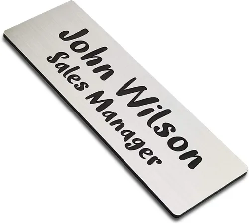 Vista 6 de Insignias de nombre grabadas con láser personalizadas con alfiler, magnético, adhesivo o respaldo en blanco, etiqueta de nombre personalizada