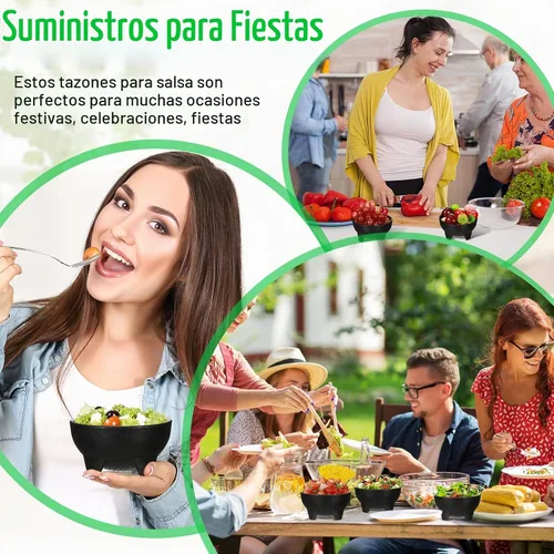 Vista 4 de Maxcheck 12 piezas de cuencos de salsa para fiesta de 4.5" de diámetro, cuencos de salsa mexicanos de plástico para guacamole, lindos chips y plato